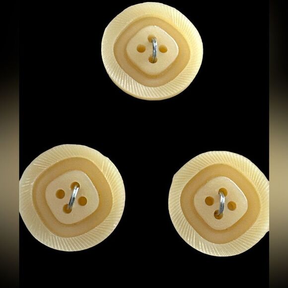 Lot 12 Lansing bone.colored plastic sew thru buttons new on cards-1”- 3/4” - Picture 4 of 4